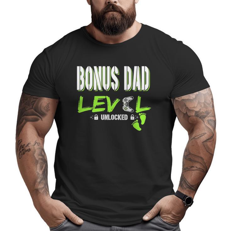 Mens Gaming Bonus Dad Level Unlocked Gamer Leveled Up Father's Big and Tall Men T-shirt