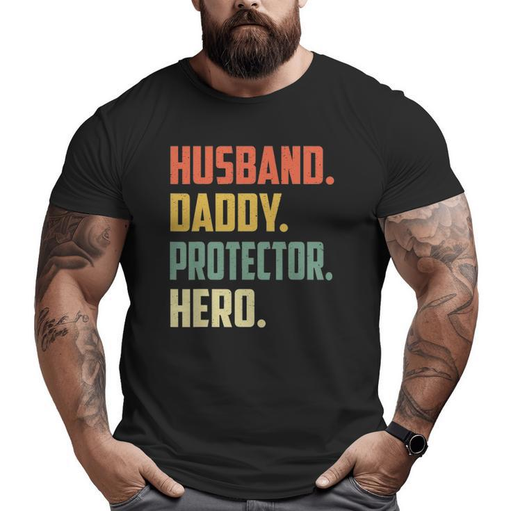 Mens Husband Daddy Protector Hero Vintage Colors Big and Tall Men T-shirt
