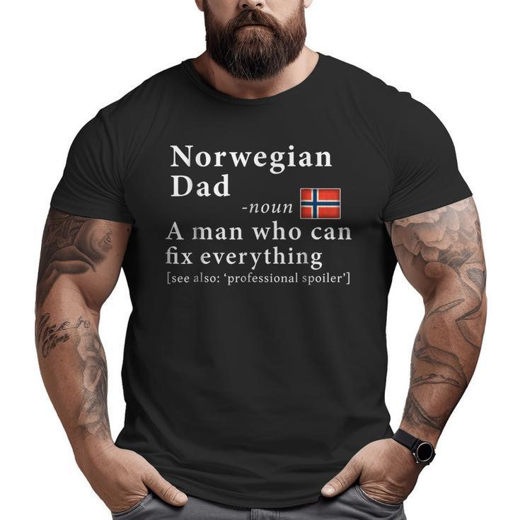 Mens Norwegian Dad Definition Tee Norway Flag Fathers Day Tee Big and Tall Men T-shirt
