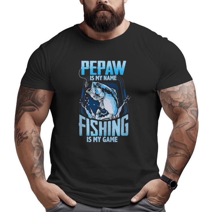 Mens Grandpa Is My Name Fishing Is My Game T shirt Funny Fathers Day Fish  Papa Graphic Tees 