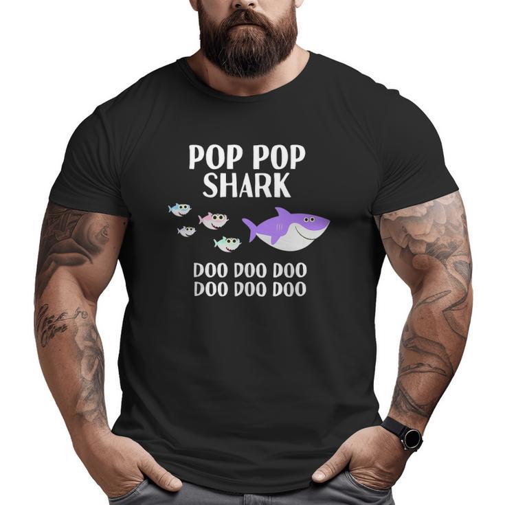 Mens Pop Pop Shark Doo Doo Father's Day For Grandpa Big and Tall Men T-shirt