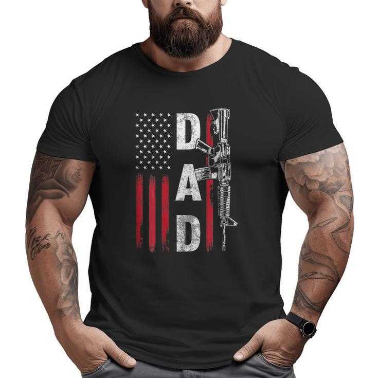 Mens Proud Dad Daddy Gun Rights Ar-15 American Flag Father's Day Big and Tall Men T-shirt