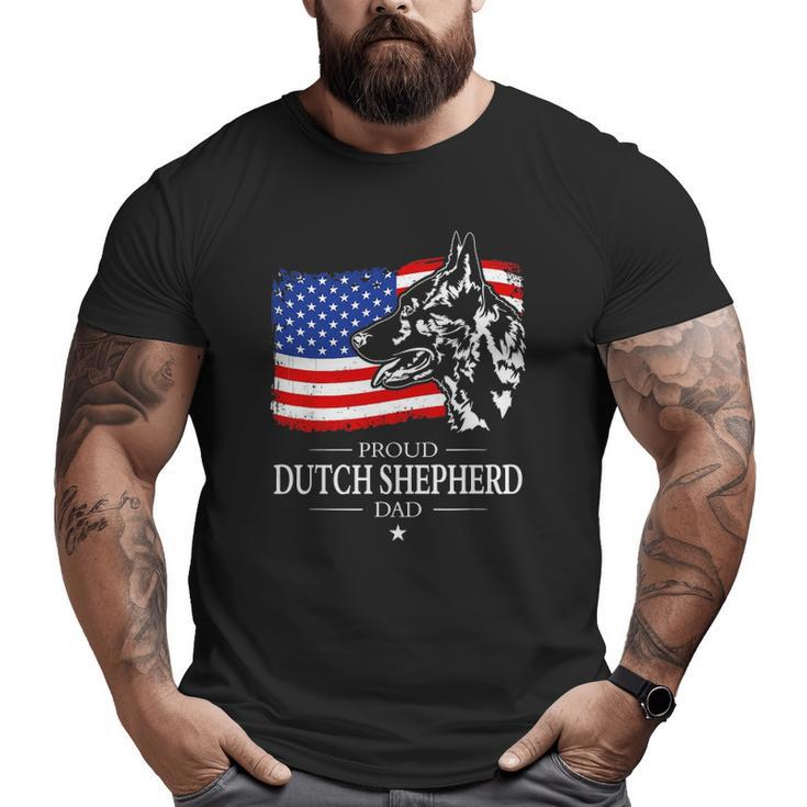 Mens Proud Dutch Shepherd Dad American Flag Patriotic Dog Big and Tall Men T-shirt