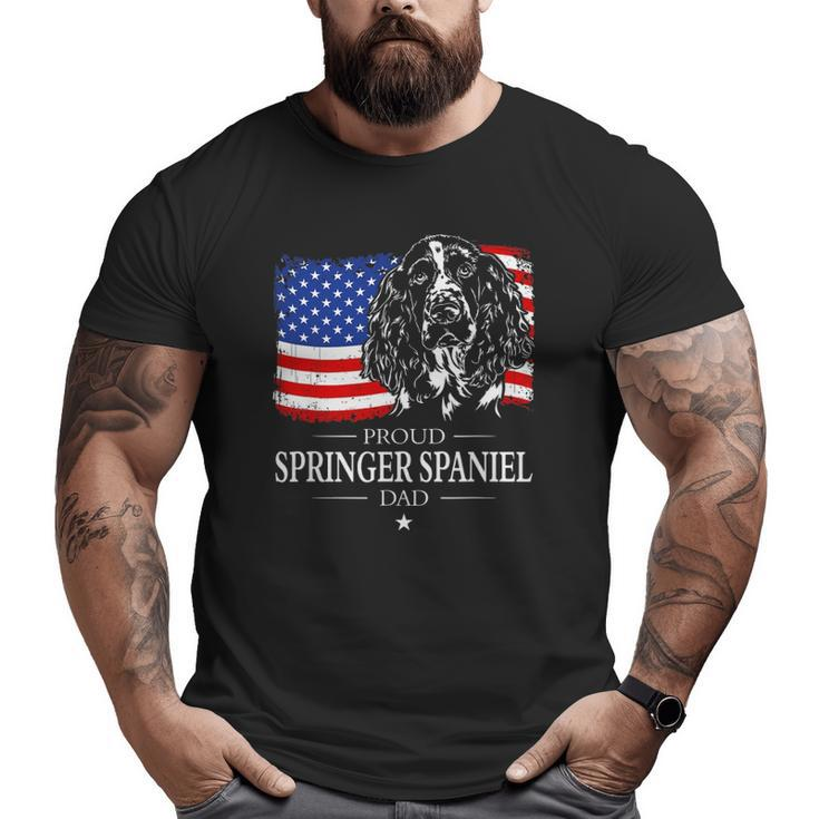 Mens Proud Springer Spaniel Dad American Flag Patriotic Dog Big and Tall Men T-shirt