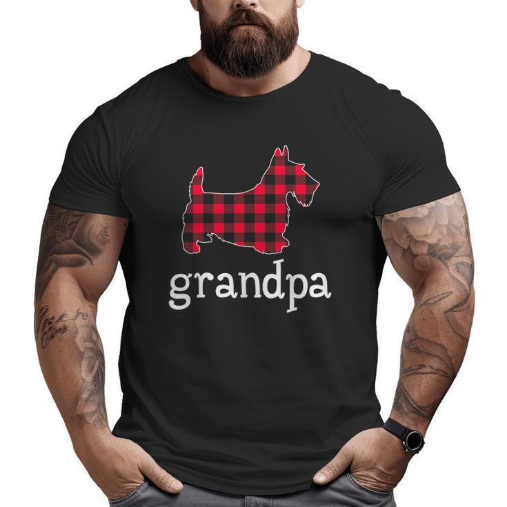 Mens Red Plaid Grandpa Scottie Christmas Matching Family Pajama Big and Tall Men T-shirt