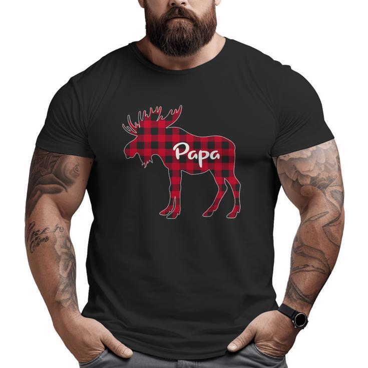 Mens Red Plaid Papa Moose Xmas Red Buffalo Family Pajama Big and Tall Men T-shirt