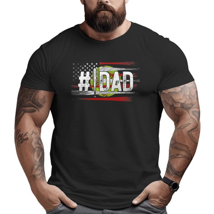 Mens Softball 1 Dad Number One Best Dad Coach Ever Fathers Day Big and Tall Men T-shirt