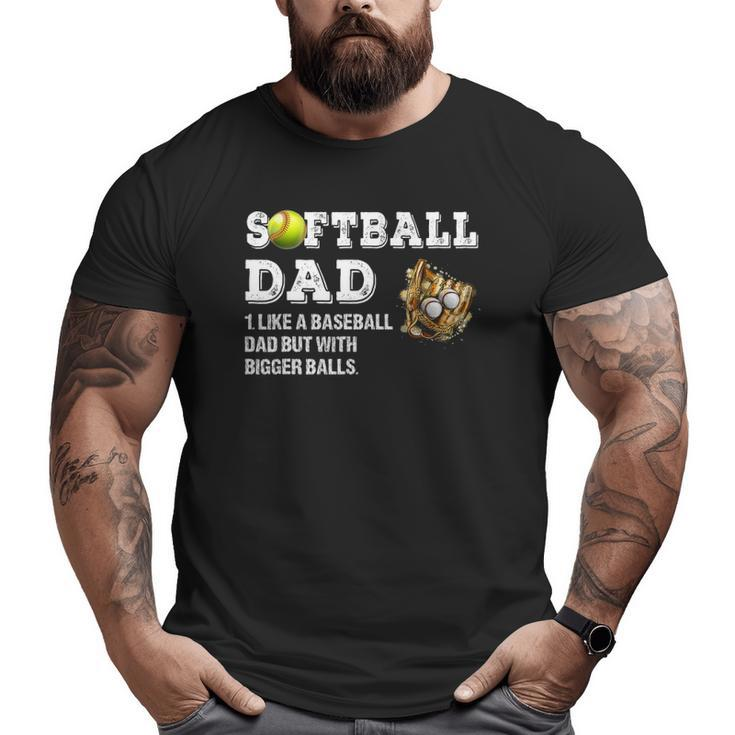 Mens Softball Dad Like A Baseball Dad But With Bigger Balls Big and Tall Men T-shirt