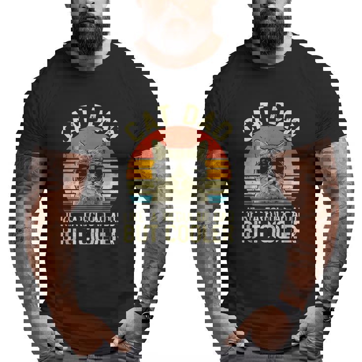 Mens Vintage Cat Dad Regular Dad Proud Daddy Meowica Fathers Day Big and Tall Men T-shirt