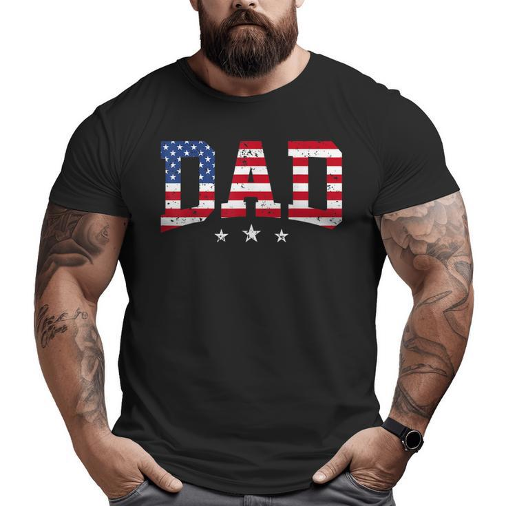 Mens Vintage Dad Father's Day American Flag Usa Dad 4Th Of July Big and Tall Men T-shirt