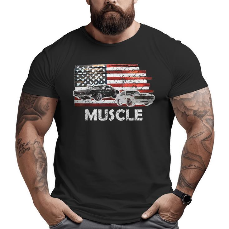 Muscle Car Lover American Flag 4Th Of July Independence Big and Tall Men T-shirt