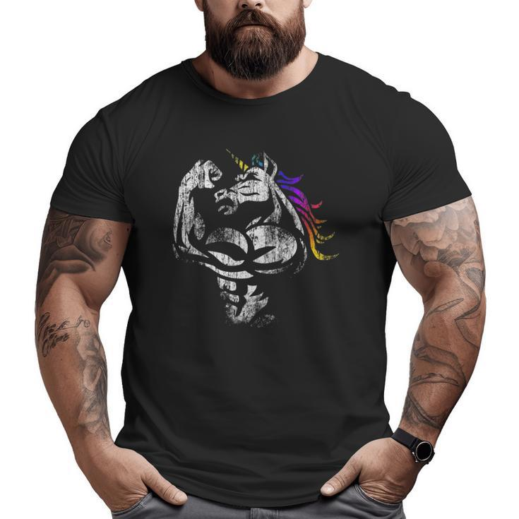 Muscle Unicorn Workout Fathers Day Weightlifting Gym Big and Tall Men T-shirt