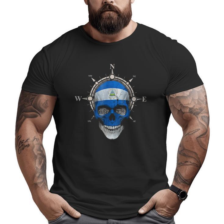 Nicaragua Skull Flag Nicaraguan Dna Roots & Heritage Big and Tall Men T-shirt