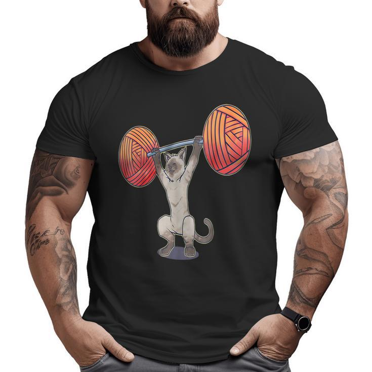 Olympic Snatch Siamese Cat Weightlifting Bodybuilding Muscle Big and Tall Men T-shirt