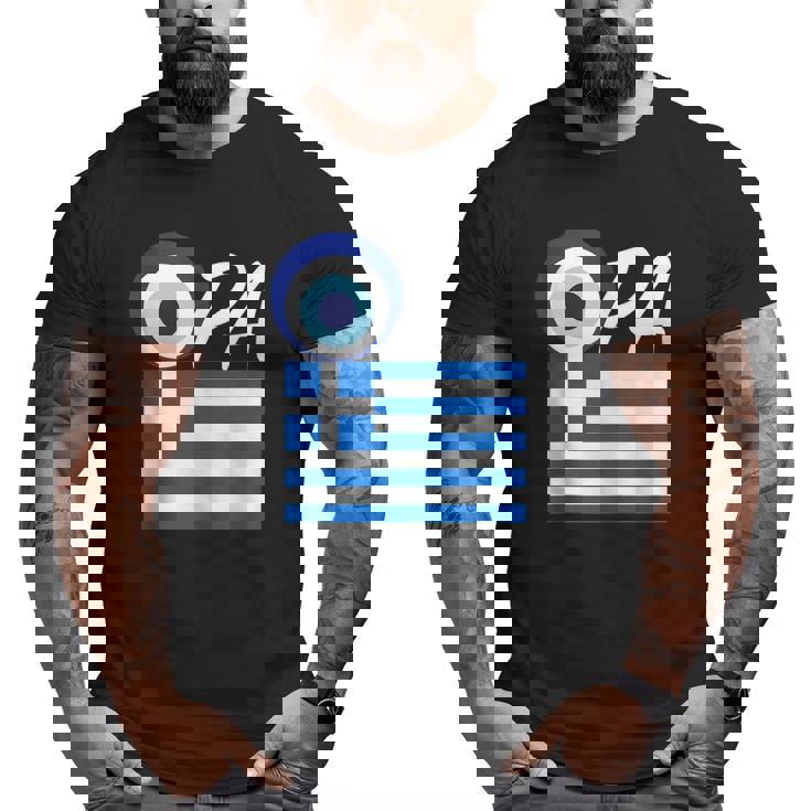 Opa Greek Pride Souvenir Greece Flag Evil Eye Big and Tall Men T-shirt