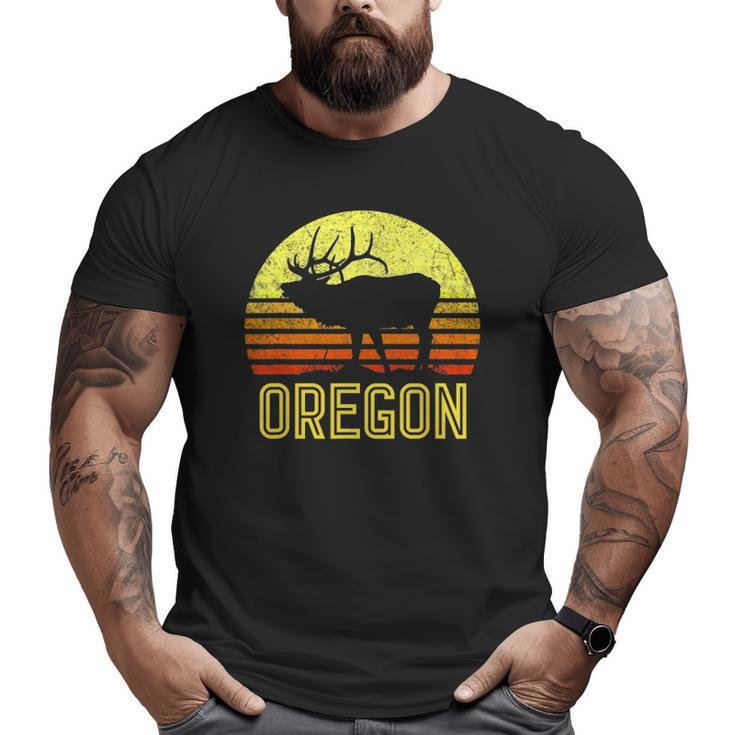 Oregon Elk Hunter Dad Vintage Retro Sun Bow Hunting Big and Tall Men T-shirt