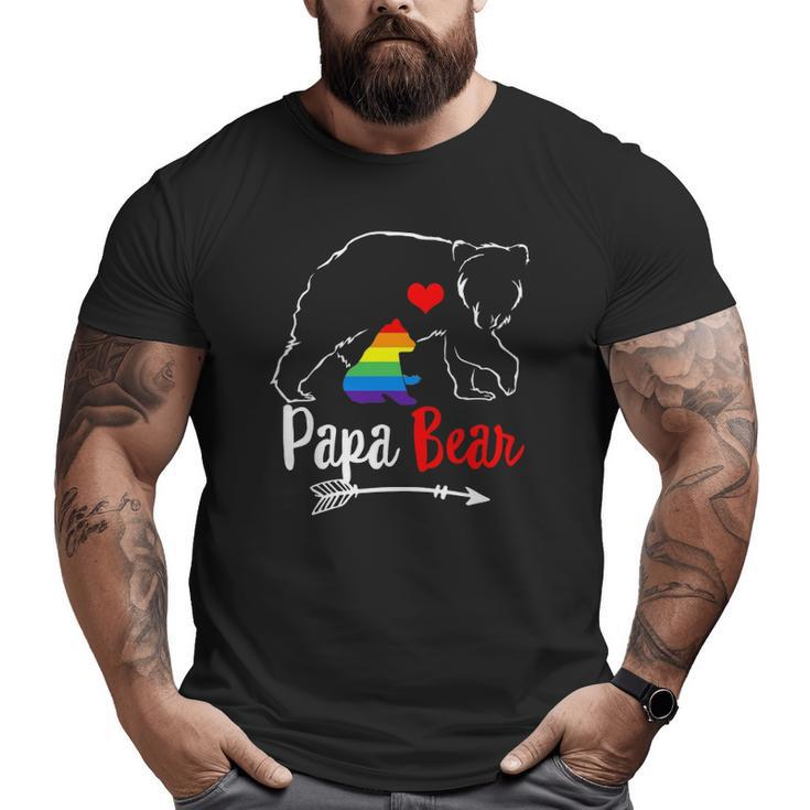 Papa Bear Proud Dad Daddy Ally Lgbtq Rainbow Flag Human Big and Tall Men T-shirt