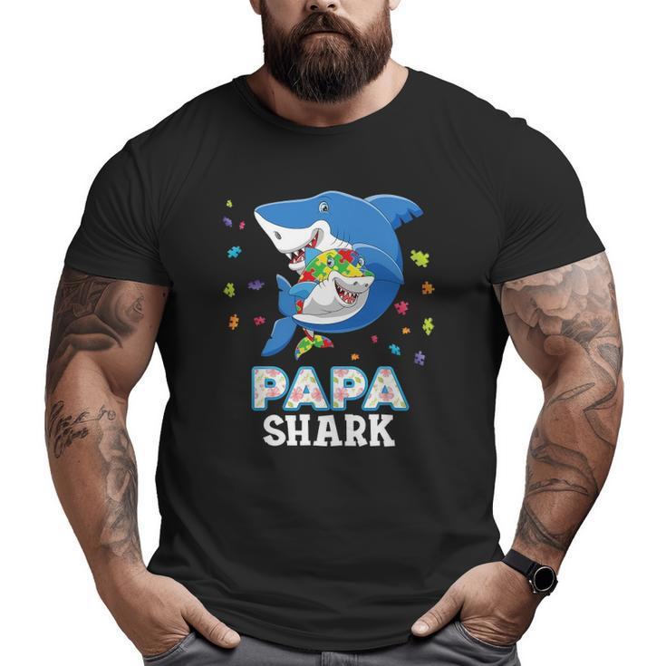Papa Shark Autism Awareness Rainbow Puzzle Matching Do Big and Tall Men T-shirt