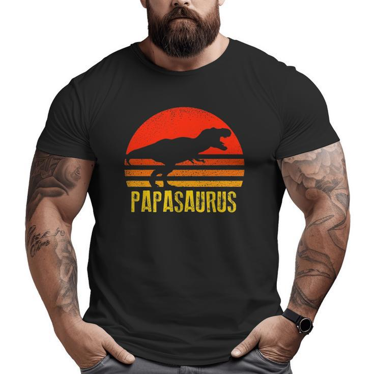 Papasaurus Retro Vintage Sunset Dinosaur Big and Tall Men T-shirt