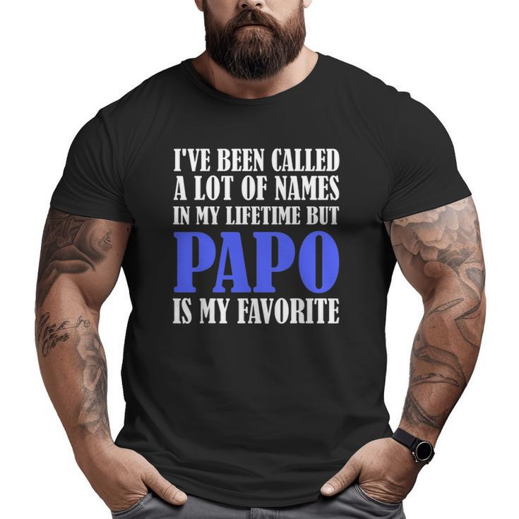 Papo Grandpa Names Grandfather Fathers Day Big and Tall Men T-shirt