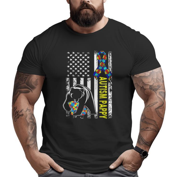 Pappy Autism Awareness American Flag For Men Dad Big and Tall Men T-shirt