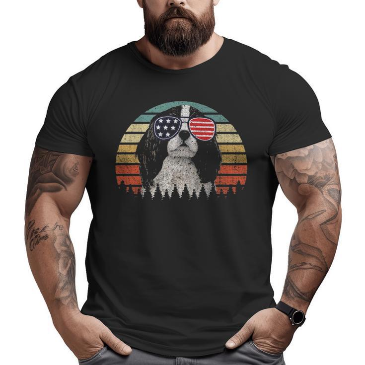 Patriotic Cavalier King Charles Spaniel American Flag Dog Big and Tall Men T-shirt