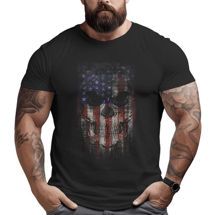 Patriotic Military American Flag Skull Big and Tall Men T-shirt