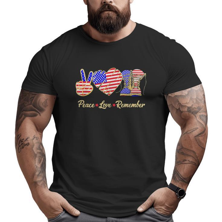Peace Love Remember Veteran America Big and Tall Men T-shirt