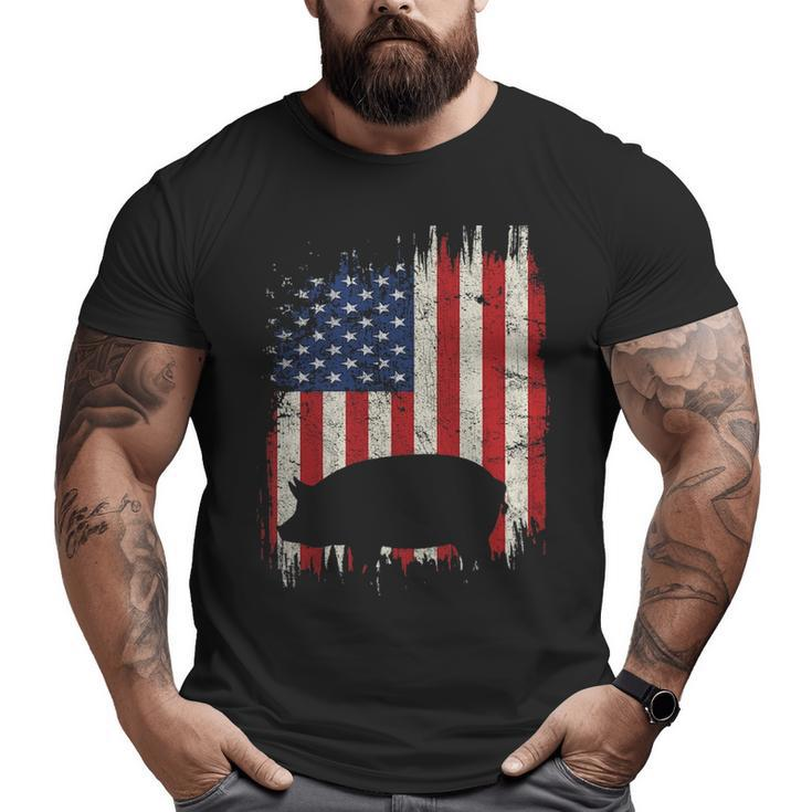 Pig 4Th Of July Pig American Flag Patriotic Farm Big and Tall Men T-shirt