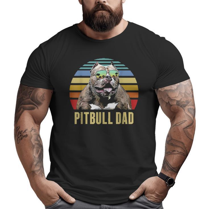 Pitbull Best Dog Dad Ever Retro Sunset Beach Vibe Big and Tall Men T-shirt
