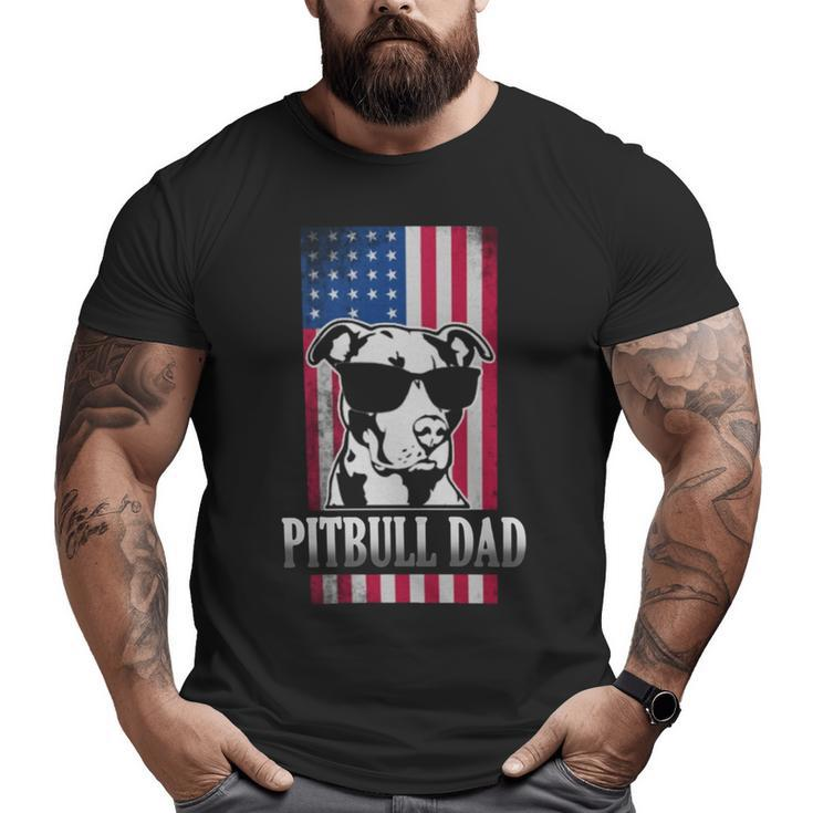 Pitbull Dad American Flag Big and Tall Men T-shirt