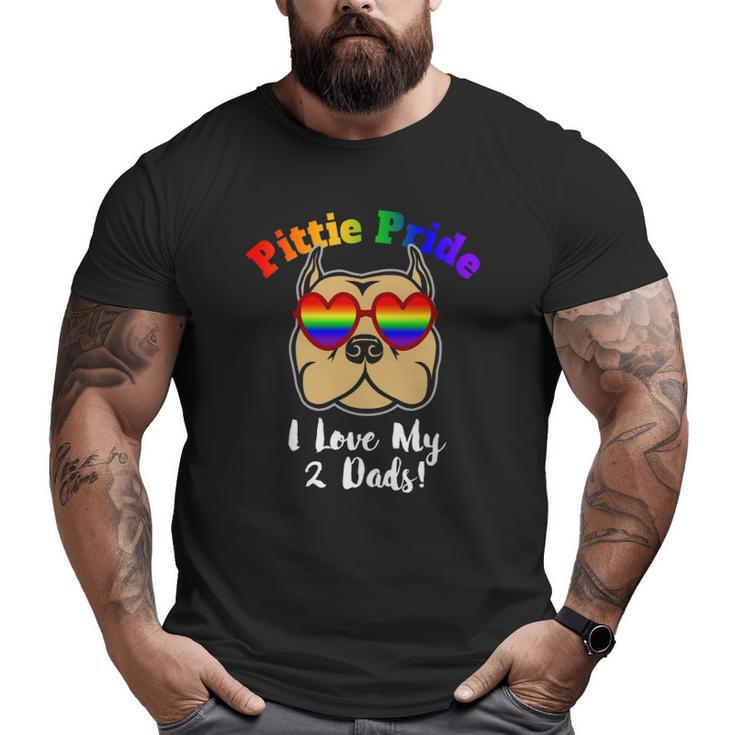 Pitbull Gay Pride I Love My 2 Dads Pittie Pride Lbgt Big and Tall Men T-shirt