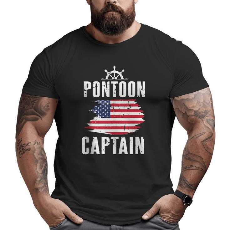 Pontoon Captain Flag Of America Sailor Fisherman Dad Big and Tall Men T-shirt
