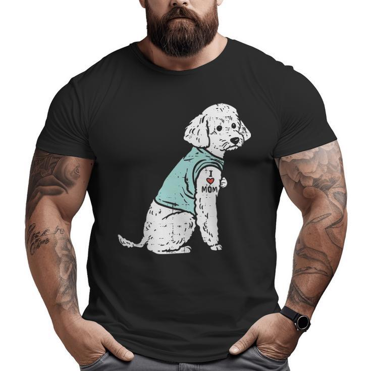 Poodle I Love Mom Tattoo Cute Pet Dog Owner Lover Big and Tall Men T-shirt