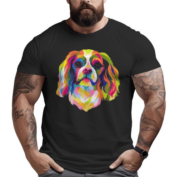 Pop Art Cavalier King Charles Spaniel Cute Dog Lover Gif Big and Tall Men T-shirt