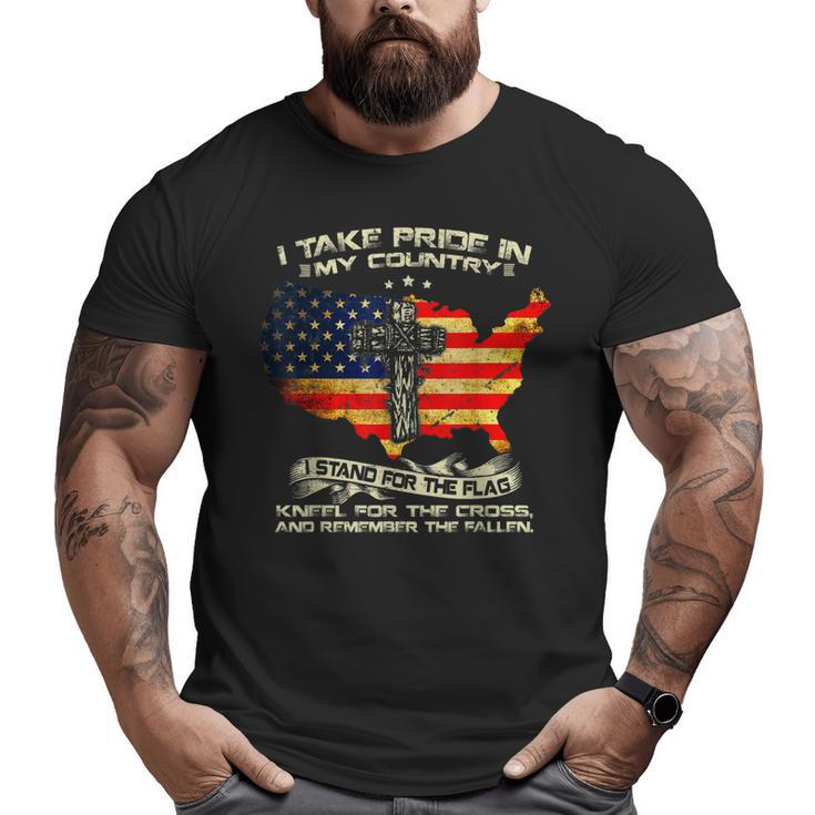 I Take Pride In My Country I Stand For Flag American Veteran Big and Tall Men T-shirt