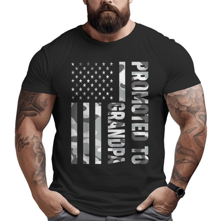 Promoted To Grandpa American Flag Camo Father's Day Shirt Big and Tall Men T-shirt