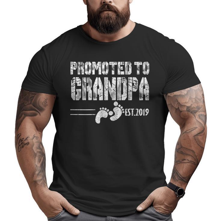 Promoted To Grandpa Est 2019 Shirt First Time New Father Day Big and Tall Men T-shirt
