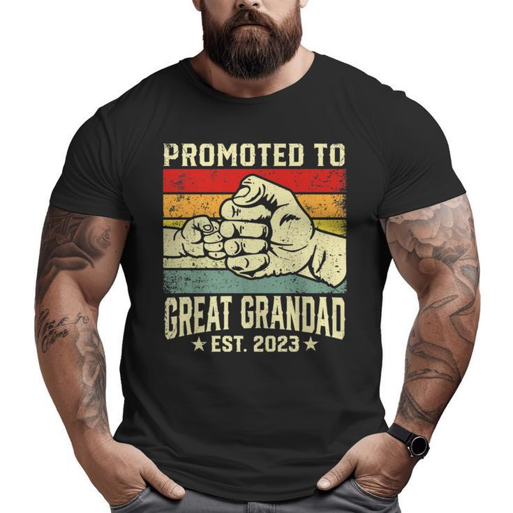 Promoted To Great Grandad Est 2023 Vintage New Dad   For Dad Big and Tall Men T-shirt