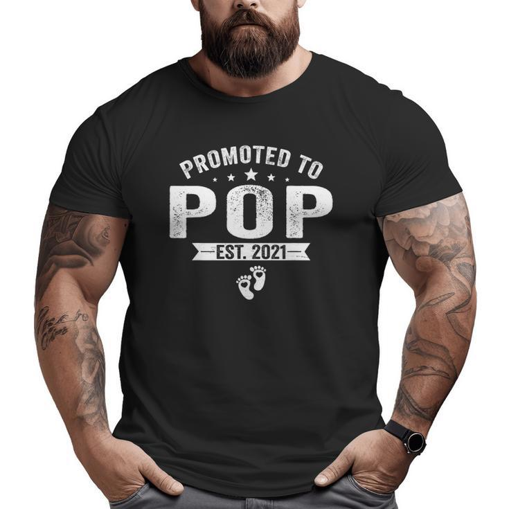 Promoted To Pop Est 2021 Tee Retro Father's Day Big and Tall Men T-shirt