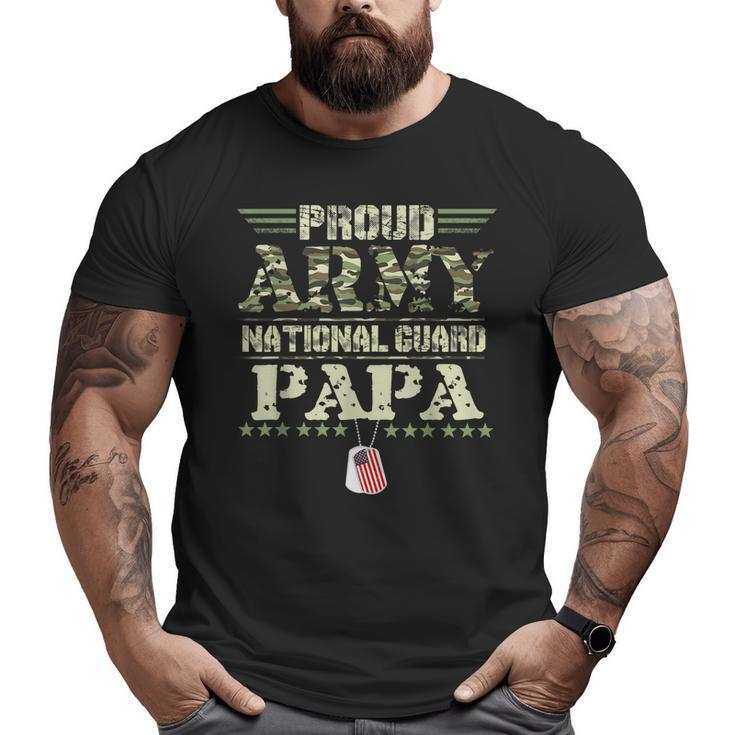 Proud Army National Guard Papa Dog Tags Military Sibling Big and Tall Men T-shirt