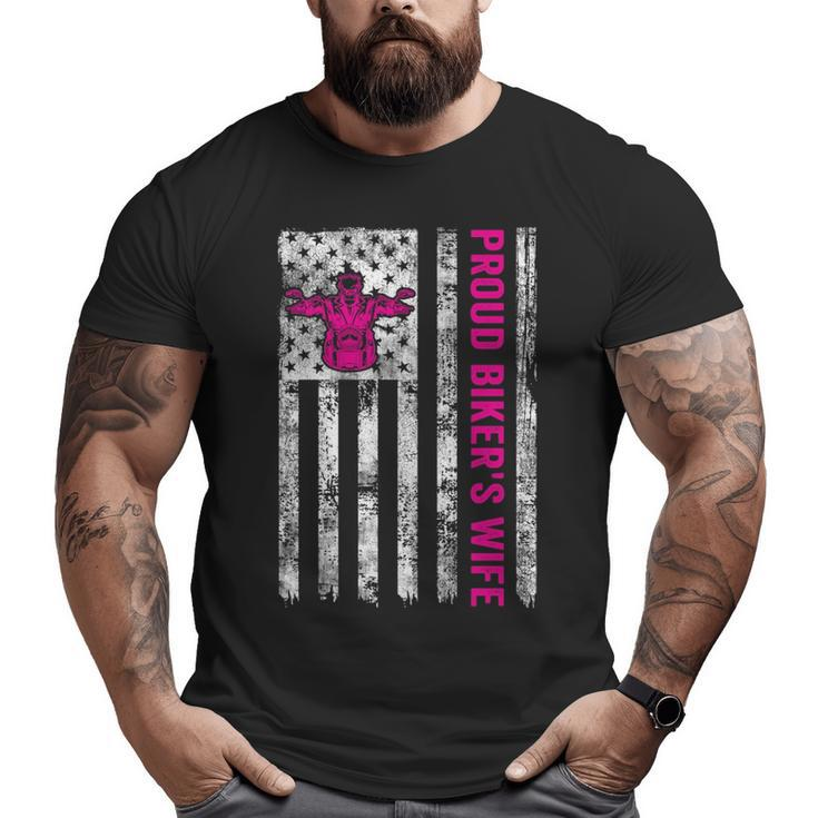 Proud Biker's Wife American Flag Patriotic Big and Tall Men T-shirt
