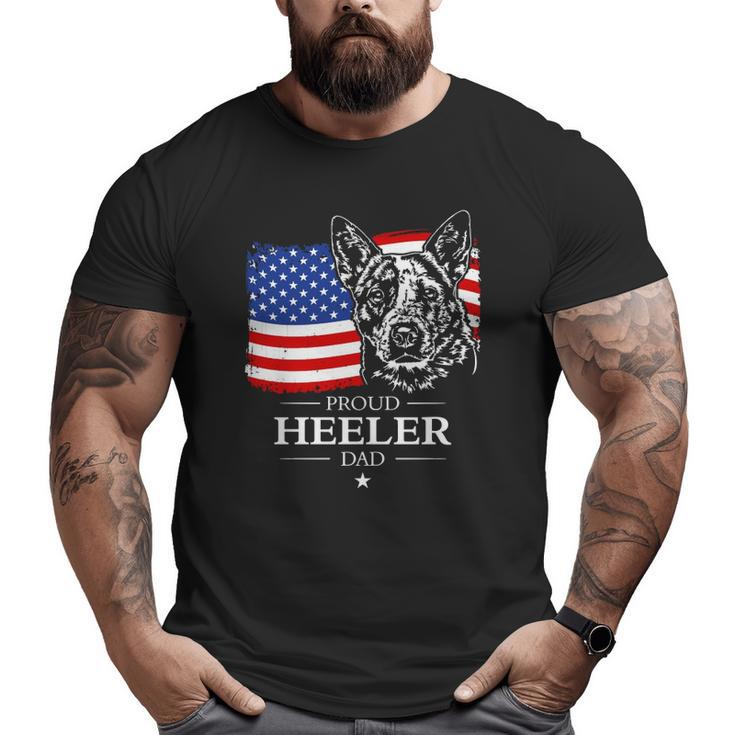 Proud Cattle Dog Heeler Dad American Flag Patriotic Dog  Big and Tall Men T-shirt
