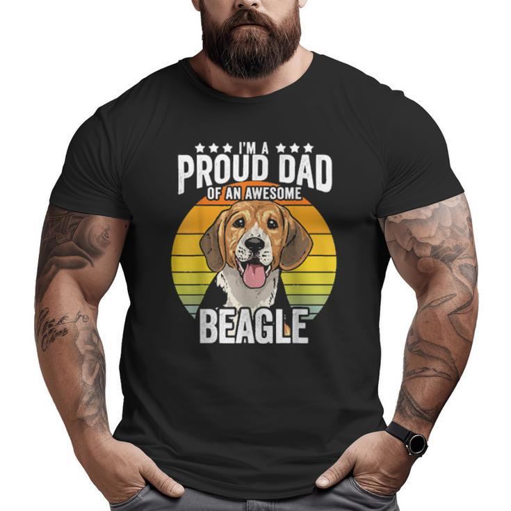 Proud Dad Beagle Dog Pet Love Retro Vintage Sunset Big and Tall Men T-shirt