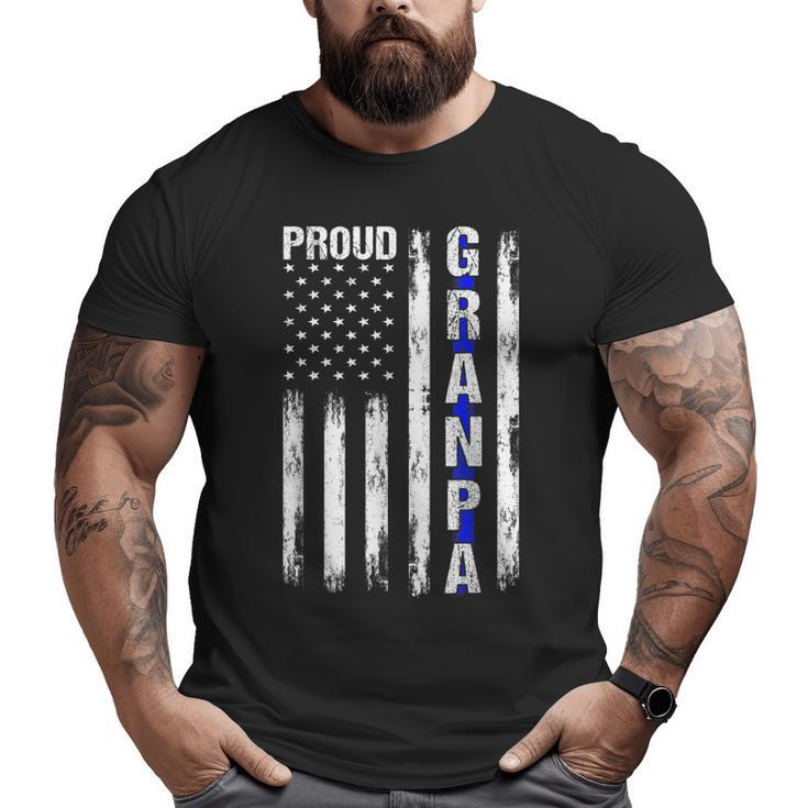 Proud Grandpa American Flag Thin Blue Line Police Support  Big and Tall Men T-shirt