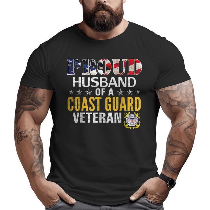 Proud Husband Of A Coast Guard Veteran With American Flag Veteran  Big and Tall Men T-shirt