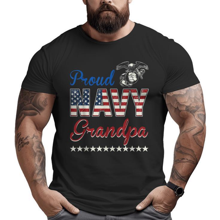 Proud Navy Grandpa Usa American Flag Big and Tall Men T-shirt