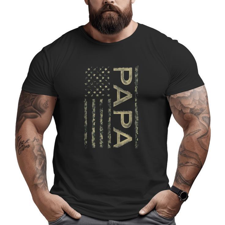 Proud Papa Father's Day Camouflage American Flag 4Th Of July Big and Tall Men T-shirt