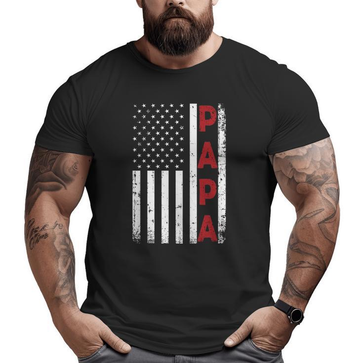 Proud Papa Usa Flag Father's Day Tee From Grandchildren Big and Tall Men T-shirt