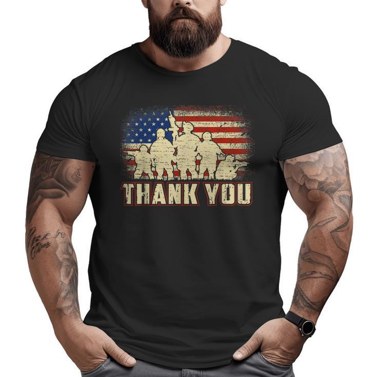 Proud Thank You American Us Flag Military Veteran Day  Big and Tall Men T-shirt